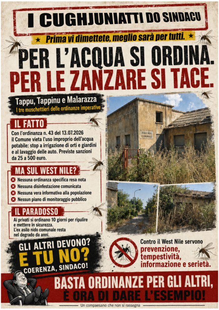 Cenadi: Tappu, Tappinu e Malarazza: il Comune ordina, la zanzara ringrazia.
